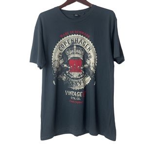Copenhagen Denmark FOX ORIGINALS Men’s Blue T-Shirt Size XL Vintage 87 Casual